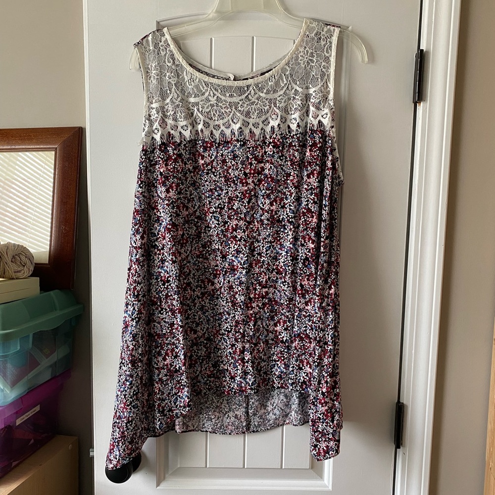 Skye’s the Limit Woman sleeveless top with lace bodice size 2X